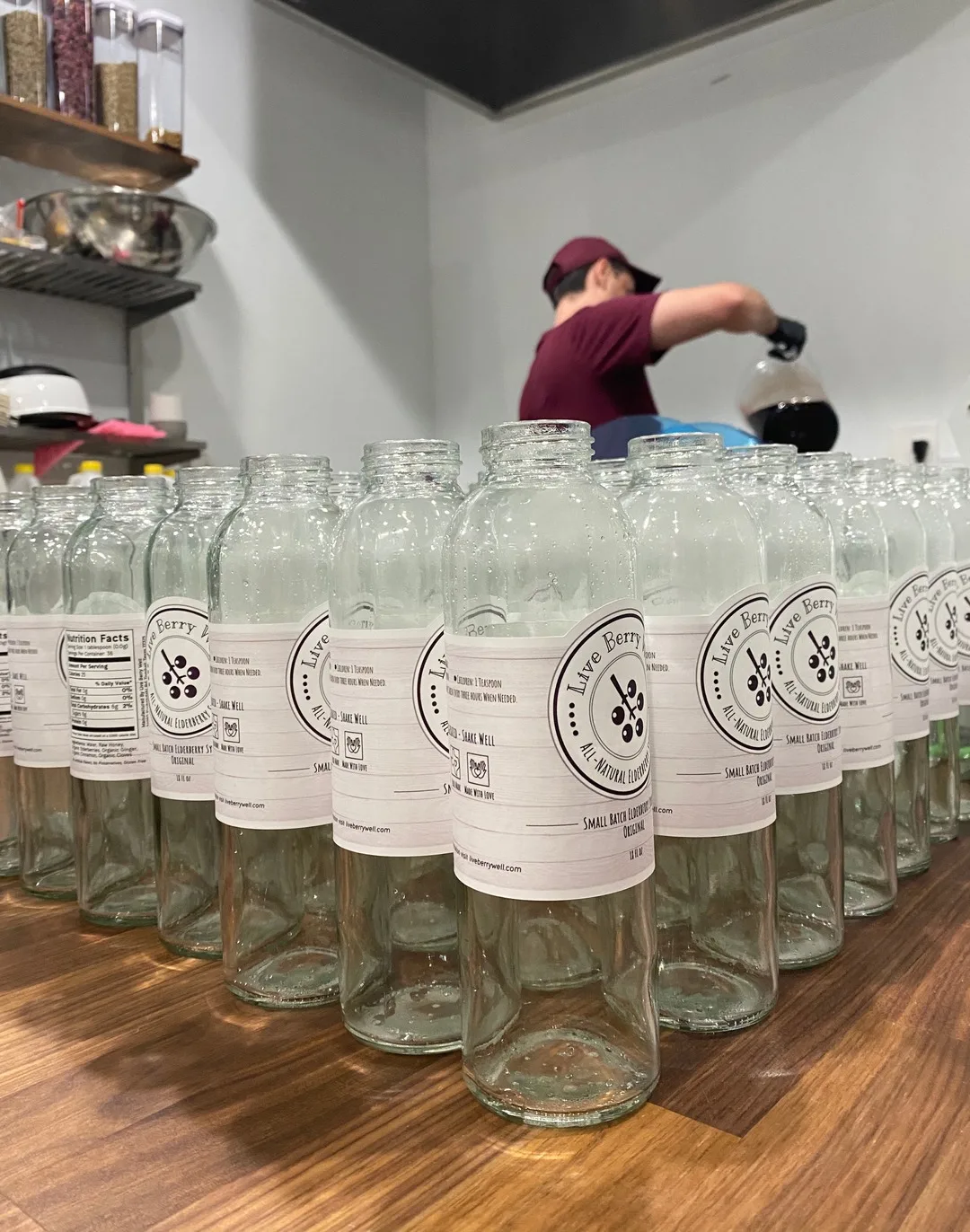 Behind the scenes β rows of freshly labeled bottles
